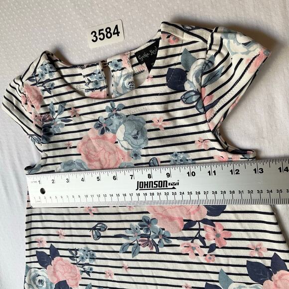 Cynthia Rowley Little Girl Dress size 6 US 5-6yrs Short Sleeve A-line Floral Tan - Picture 3 of 7